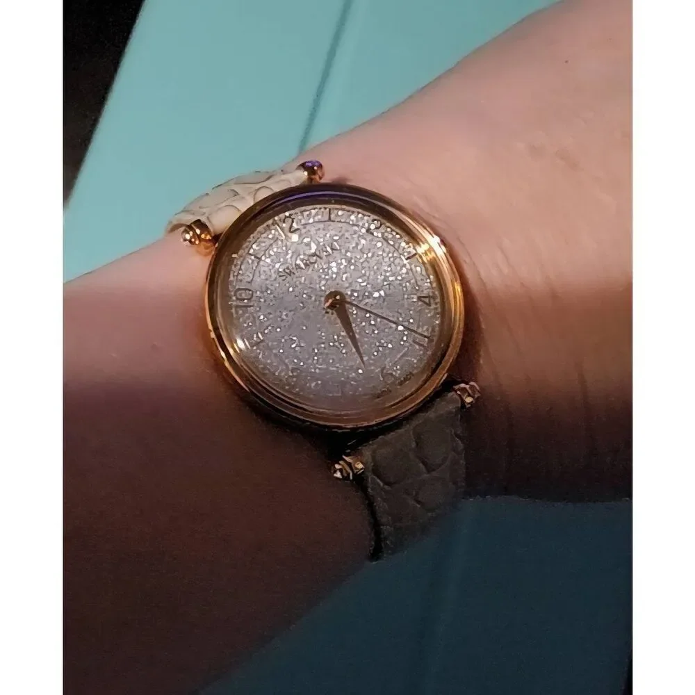 SWAROVSKI Women's Crystalline Wonder Watch~Swiss Made~Beige Strap/Rose Gold